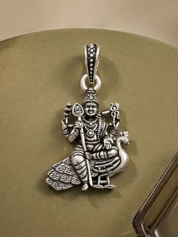 TOUCH925 - Pure 925 Silver Lord Kartikeya Peacock Silver Unisex Pendant