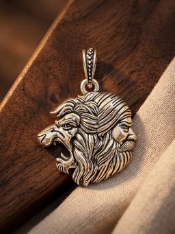 TOUCH925 - Pure 925 Silver Shivaji Maharaj Lion Silver Unisex Pendant
