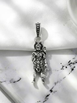 TOUCH925 - Pure 925 Silver Lord Hanuman Gada Silver Unisex Pendant