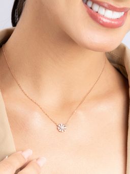 TOUCH925 - Pure 925 Silver Daisy Cz Pendant Necklace for Women