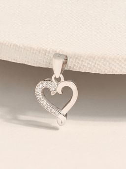 TOUCH925 - Pure 925 Silver Pave Loop Heart Silver Pendant for Women