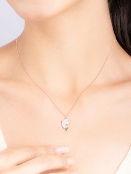 TOUCH925 - Pure 925 Silver Dolphin Pendant Necklace for Women