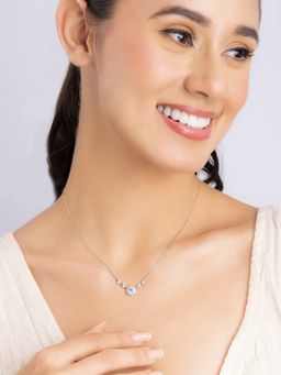 TOUCH925 - Pure 925 Silver Leaf Motif Circle Pendant for Women