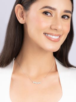 TOUCH925 - Pure 925 Silver Five Stone Bar Necklace for Women