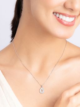 TOUCH925 - Pure 925 Silver Drop Shape Pendant Necklace for Women