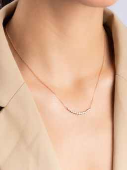 TOUCH925 - Pure 925 Silver Curved Stone Bar Necklace for Women