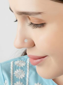 TOUCH925 - Pure 925 Silver Openwork Bloom Silver Nose Pin for Women