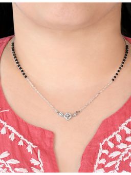 TOUCH925 - Pure 925 Silver Rose Motif Silver Mangalsutra for Women