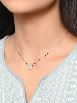 TOUCH925 - Pure 925 Silver Round Halo Mangalsutra for Women