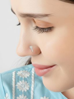 TOUCH925 - Pure 925 Silver Floral Drop Silver Nose Pin for Women