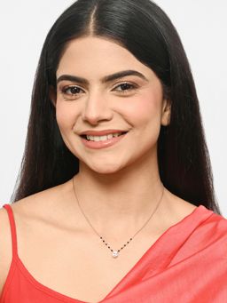 TOUCH925 - Pure 925 Silver Noor Pear Halo Mangalsutra for Women