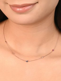 TOUCH925 - Pure 925 Silver Mini Heart Charm Necklace for Women