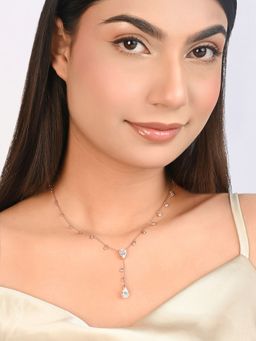 TOUCH925 - Pure 925 Silver Lariat Silver Drop Necklace for Women