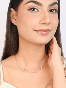 TOUCH925 - Pure 925 Silver Pastel Bezel Necklace for Women