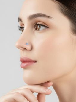 TOUCH925 - Pure 925 Silver Crescent Sparkle Silver Nose Pin for Women
