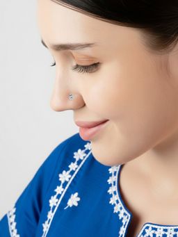 TOUCH925 - Pure 925 Silver Crest Cluster Silver Nose Pin for Women