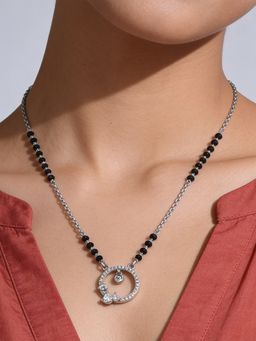 TOUCH925 - Pure 925 Silver Celestial Circle Droplet Mangalsutra for Women