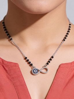 TOUCH925 - Pure 925 Silver Infinity Evil Eye Zircon Mangalsutra for Women