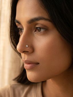 TOUCH925 - Pure 925 Silver Quad-Zircon Circular Silver Nose Pin for Women