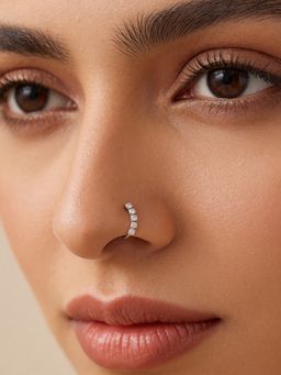 TOUCH925 - Pure 925 Silver Five-Stone Zircon Silver Nose Hoop for Women
