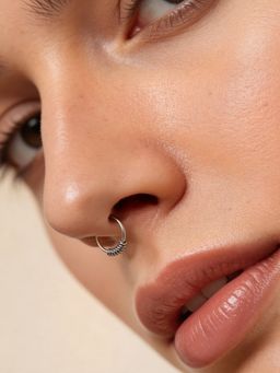 TOUCH925 - Pure 925 Silver Oxidized Braided Silver Nose Ring for Women