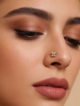 TOUCH925 - Pure 925 Silver Sparkling Zircon Butterfly Nose Pin for Women