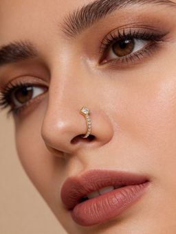 TOUCH925 - Pure 925 Silver Square Zircon Solitaire Silver Nose Pin for Women