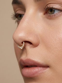 TOUCH925 - Pure 925 Silver Zircon Halo Hoop Septum Ring for Women