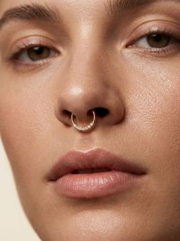 TOUCH925 - Pure 925 Silver Classic Zircon Hoop Septum Ring for Women
