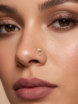 TOUCH925 - Pure 925 Silver Lotus Cluster Dangling Nose Pin for Women