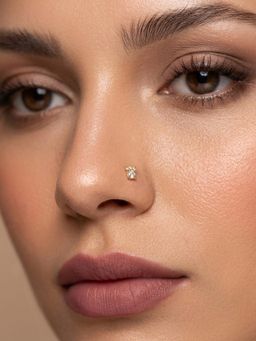 TOUCH925 - Pure 925 Silver Crown Solitaire Nose Pin for Women