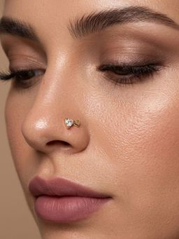 TOUCH925 - Pure 925 Silver Dual Heart Zircon Nose Pin for Women