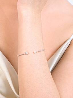TOUCH925 - Pure 925 Silver Pearl Orbit Silver Cuff for Women