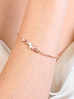 TOUCH925 - Pure 925 Silver Linked Pearl Kada for Women