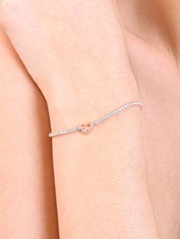 TOUCH925 - Pure 925 Silver Radiant Rose Gold Tennis Bracelet for Women