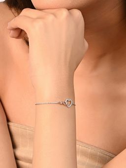TOUCH925 - Pure 925 Silver Infinity Heart Silver Chain Bracelet for Women