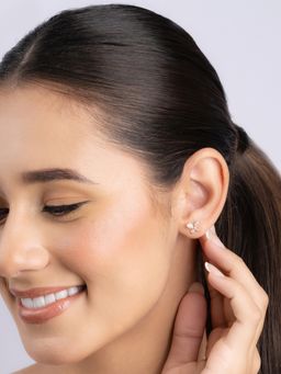 TOUCH925 - Pure 925 Silver Bow Tie Stud Cz Earrings for Women