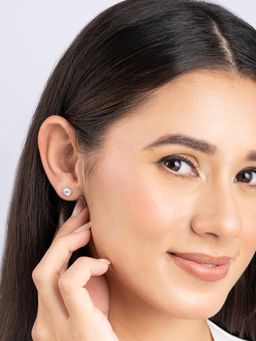 TOUCH925 - Pure 925 Silver Halo Cz Stud Earrings for Women
