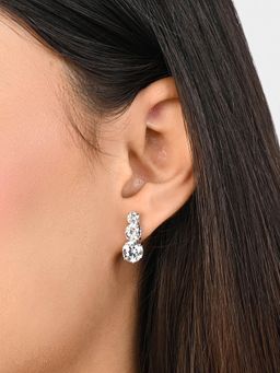 TOUCH925 - Pure 925 Silver Cascade Trio Stud Earrings for Women