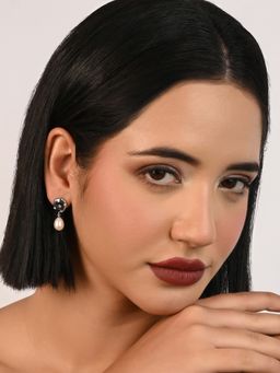 TOUCH925 - Pure 925 Silver Molten Star Pearl Drops and Danglers for Women