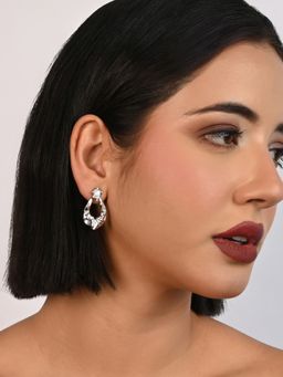 TOUCH925 - Pure 925 Silver Hammered Artisan Drop Earrings for Women