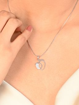 TOUCH925 - Pure 925 Silver Twin Footprints Sparkle Pendant for Women