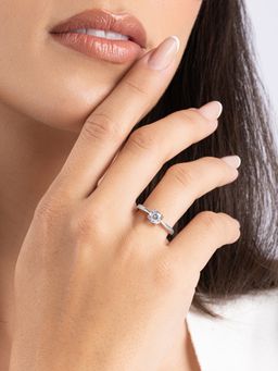 TOUCH925 - Pure 925 Silver Bezel Solitaire Ring for Women