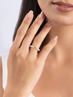 TOUCH925 - Pure 925 Silver Pearl Crown Open Ring for Women