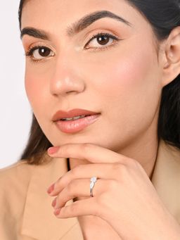 TOUCH925 - Pure 925 Silver Leaf Accent Cluster Cz Silver Ring for Women