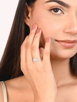 TOUCH925 - Pure 925 Silver Rectangular Halo Cz Silver Ring for Women (8)