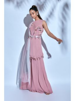 Nirmooha - Pink Embroidered Kurti and Palazzo with Dupatta