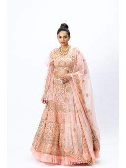 Nirmooha - Pink Hand-Embroidered Lehenga with Blouse and Dupatta
