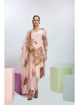 Nirmooha - Peach Printed Kurta and Pant with Dupatta