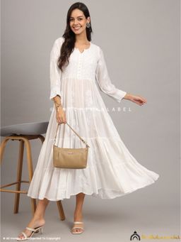 The Chikan Label - Chikankari Muslin White Anarkali Kurta